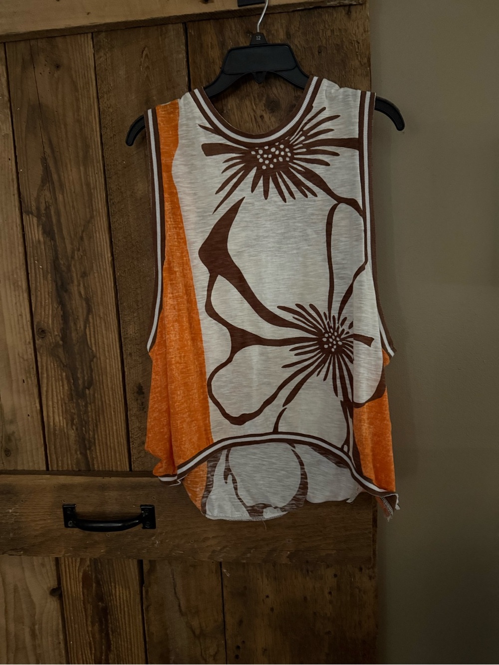 FP Movement by Free People Orange and Cream Floral Tank